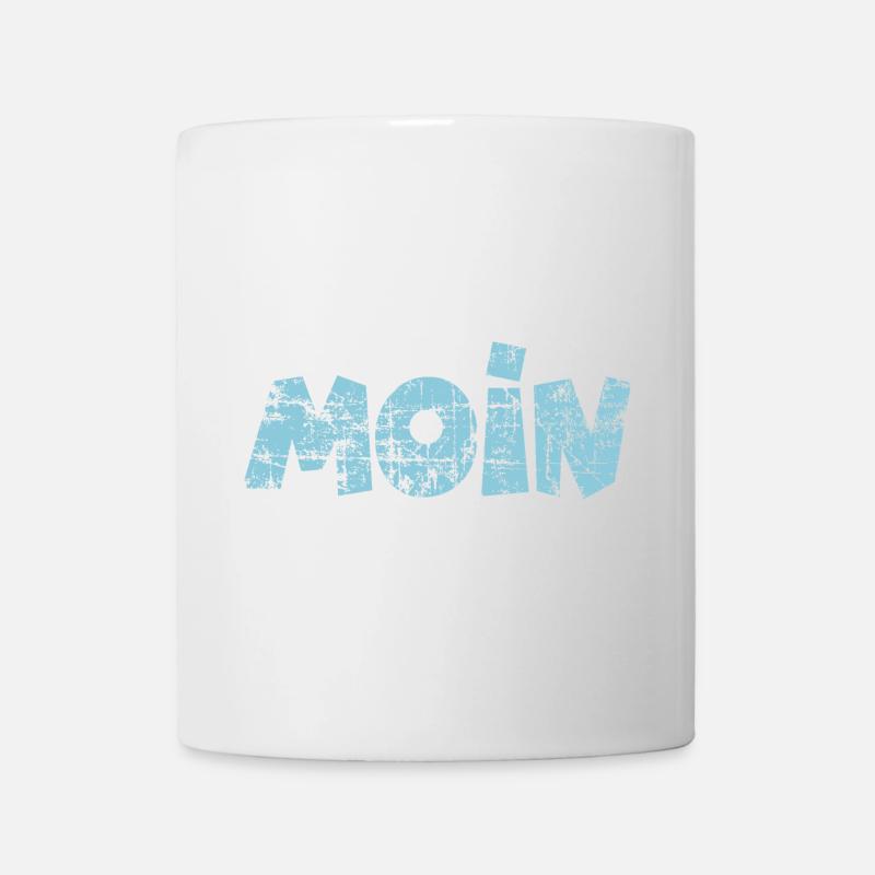 Moin (Vintage Hellblau) Norddeutscher Gruß - Tasse - Weiß