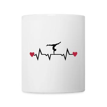 Gymnast, Gymnastics, Heartbeat & Hearts - Mug blanc - blanc - Devant