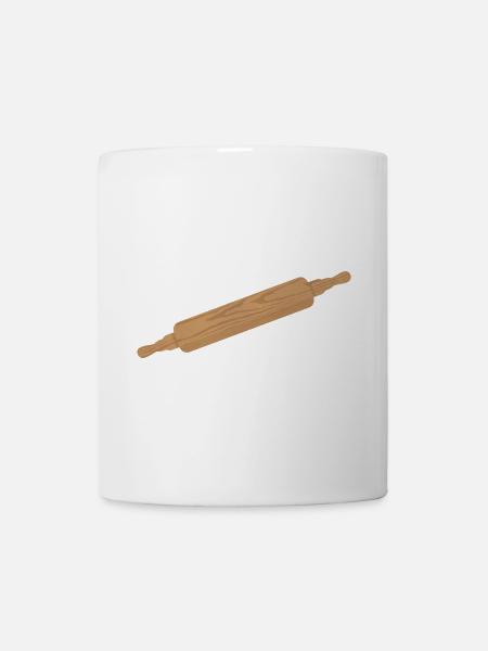 Teigroller - Nudelholz-Roller aus Holz - Tasse - Weiß