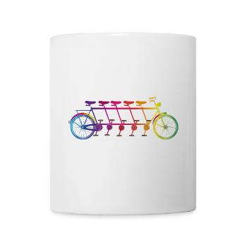 colorful tandem bike for five people - Mug - white - Front