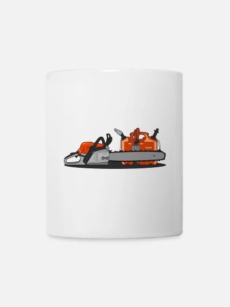 Tronçonneuse et bidon - Mug blanc - blanc