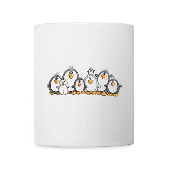 Pinguin Familie mit Schneemann - Tasse - Weiß - Vorne