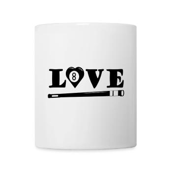 Love Billard mit Herz und Queue (Billardspieler) - Tasse - Weiß - Vorne