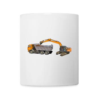 L’excavatrice charge les camions - Mug blanc - blanc - Devant