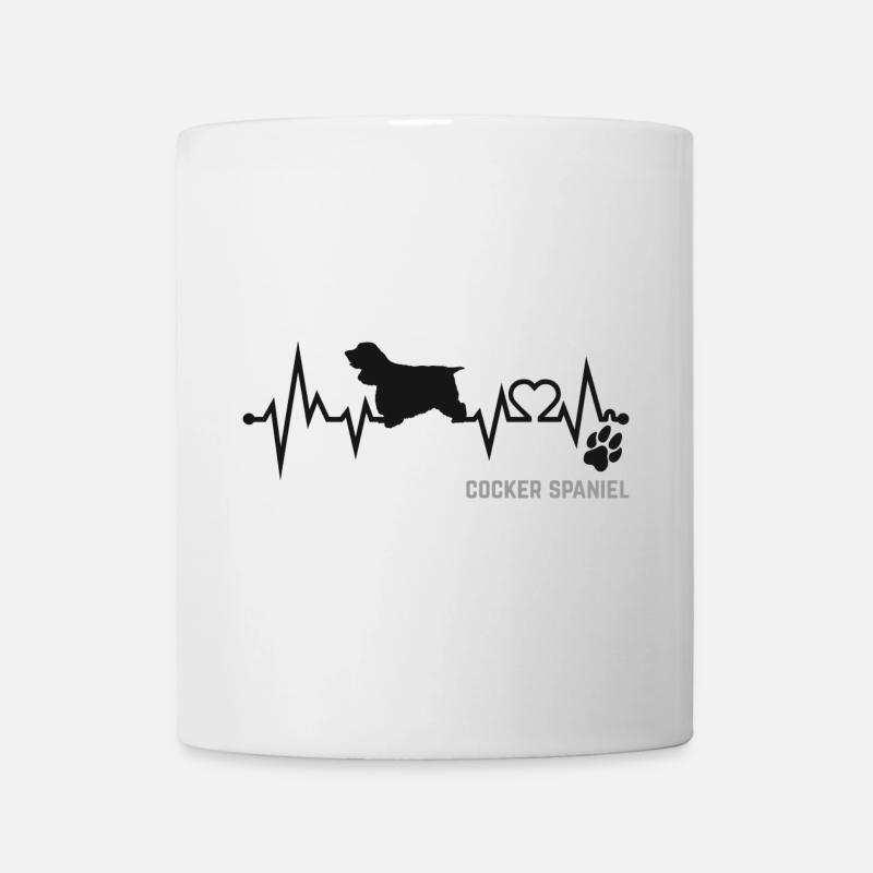 Cocker Spaniel Heartbeat Pulse ECG Dog Gift - Mug - white