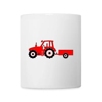 Traktor mit Anhänger rot - Tasse - Weiß - Vorne