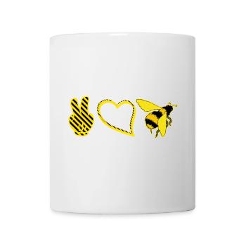 Pleace Please Heart Bee Bees Symbole jaune-noir - Mug blanc - blanc - Devant