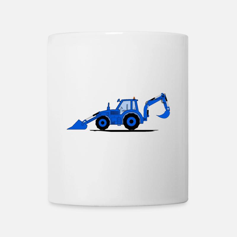 Traktor Bagger Baggerschlepper Blau - Tasse - Weiß