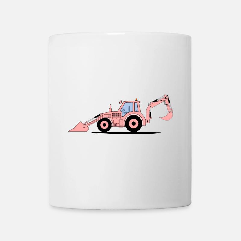 Traktor Bagger Baggerschlepper Rosa - Tasse - Weiß