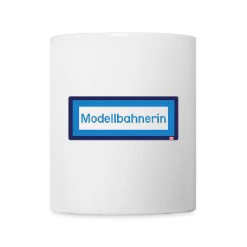 lustiger Spruch Modellbahnerin Zugzielanzeige fun - Tasse - Weiß - Vorne