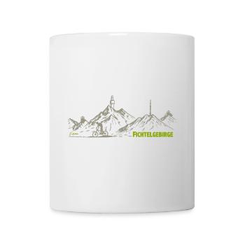 Fichtelgebirge drawing with Kösseine Schneeberg - Mug - white - Front
