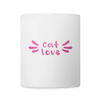 Cat Love Katzenliebe Fell flauschig rosa Katzen - Tasse - Weiß - Vorne
