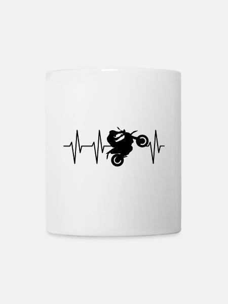 Biker Motorrad Wheelie Herzschlag Puls Cross Ekg - Tasse - Weiß