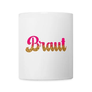 Team Braut! Pink, Gold Glitzer - Tasse - Weiß - Vorne