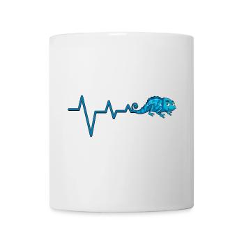 Ligne de battement de cœur caméléon bleu - Mug blanc - blanc - Devant