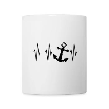 Ancre pouls ECG symbole battement de cœur lac capitaine icône - Mug blanc - blanc - Devant