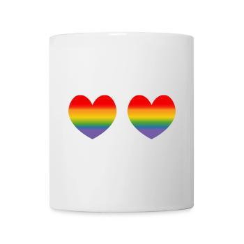 Zwei Regenbogenherzchen Verlauf - Tasse - Weiß - Vorne