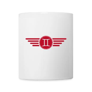 Sternzeichen Zwillinge, exklusives T-Shirt Design - Tasse - Weiß - Vorne