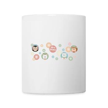 Süße Tiere - Frohe Weihnachten - Muster - Tasse - Weiß - Vorne