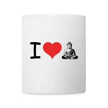 I love Buddha Heartbeat Pulse - Religion Design - Tasse - Weiß - Vorne