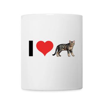 J’aime les chats domestiques - Autocollant pour animaux de compagnie - Mug blanc - blanc - Devant
