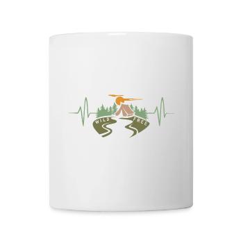 Herzschlag mit Camping Wald - Outdoor Wanderfans - Tasse - Weiß - Vorne