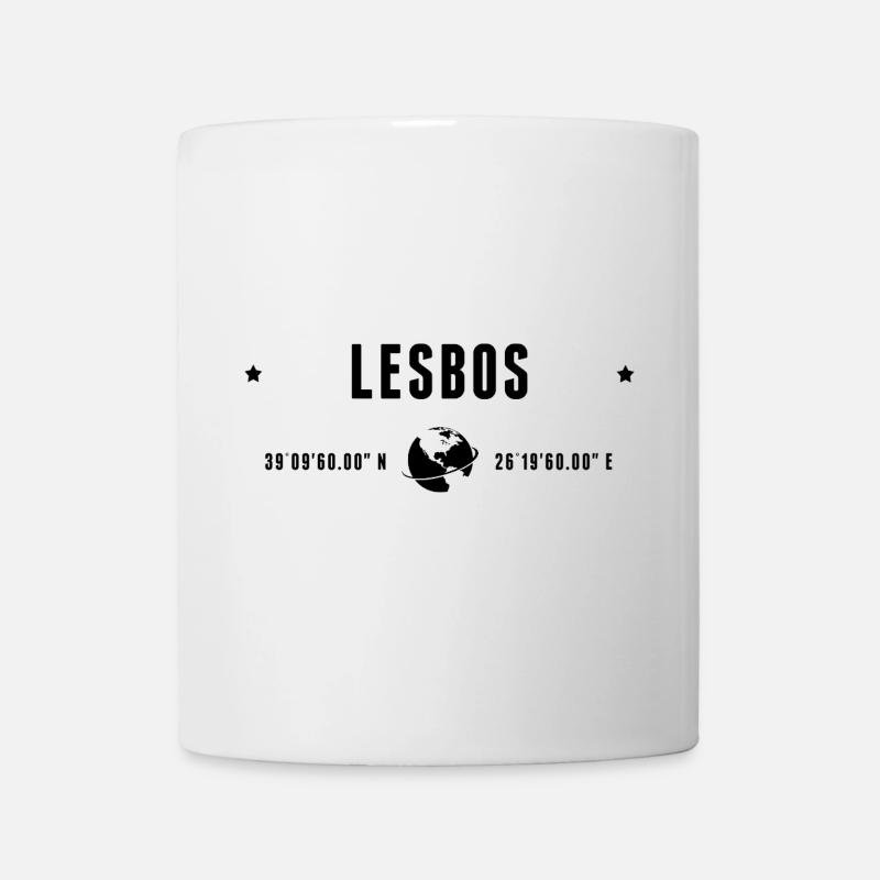 Lesbos Stylized Geographical Coordinates - Mug - white