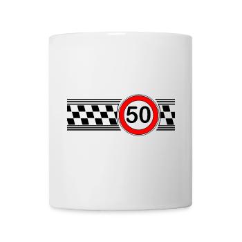 50er Race Karo Motiv Shirt - Tasse - Weiß - Vorne