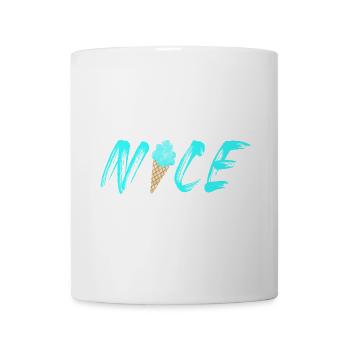 Joli cornet de crème glacée bleu clair Cornet de crème glacée fraîche - Mug blanc - blanc - Devant