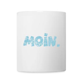 Moin. (Vintage Hellblau) Guten Morgen Gruß - Tasse - Weiß - Vorne