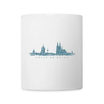 Kölle am Rhing Köln Kölner Skyline (Vintage Blau) - Tasse - Weiß - Vorne