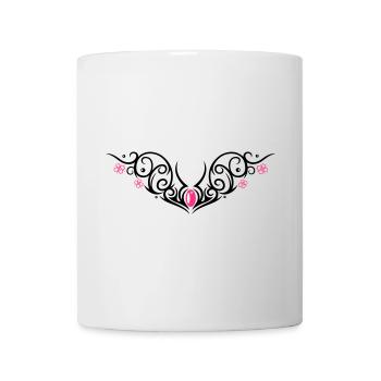 Tribal with cherry blossom, Tattoo - Mug - white - Front
