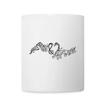 Sheet music with music notes, clef and flowers - Mug - white - Front
