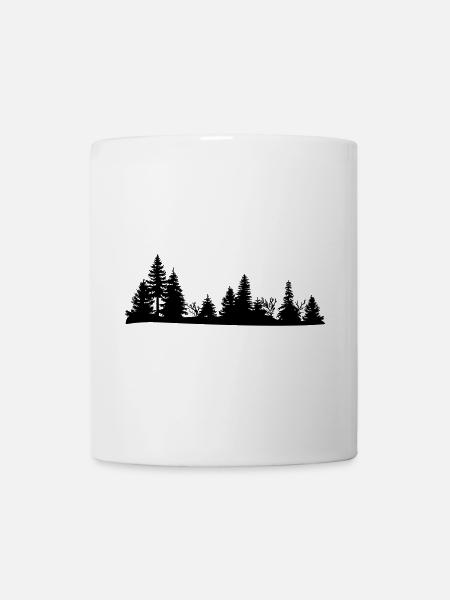Black silhouette of a forest - Mug - white