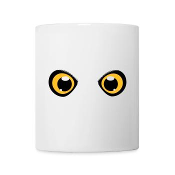 zwei leuchtende Augen einer Eule - Tasse - Weiß - Vorne