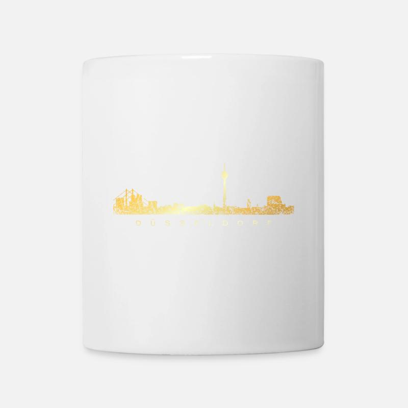 Düsseldorfer Skyline Düsseldorf (Vintage Goldgelb) - Tasse - Weiß