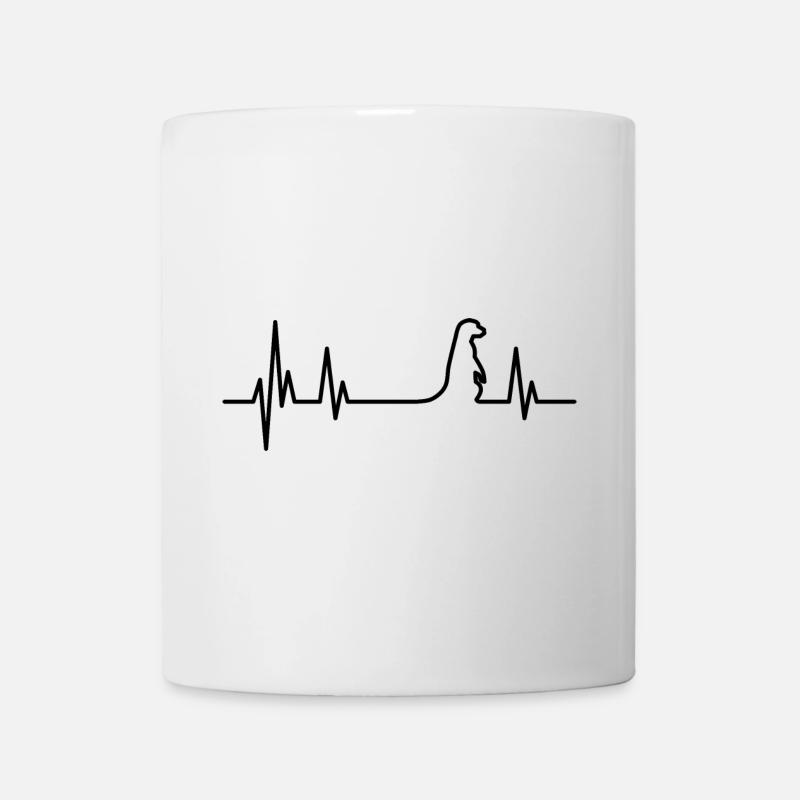 Erdmännchen Heartbeat schwarz - Tasse - Weiß