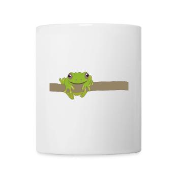 Grüner Frosch am Ast - Tasse - Weiß - Vorne
