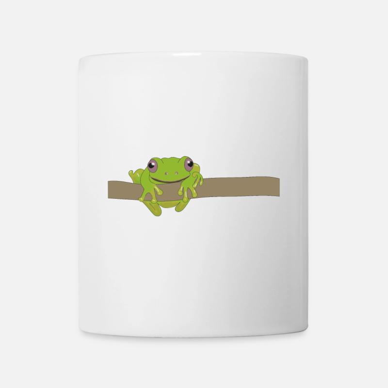 Green frog on a branch - Mug - white