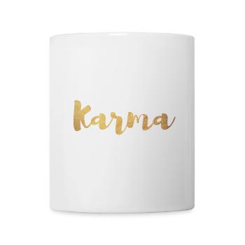 Karma Gold Yoga Handwriting Vibes Luxury Quote om - Mug - white - Front