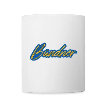 Bündner Schriftzug gelb-blau stilisiert - Tasse - Weiß - Vorne