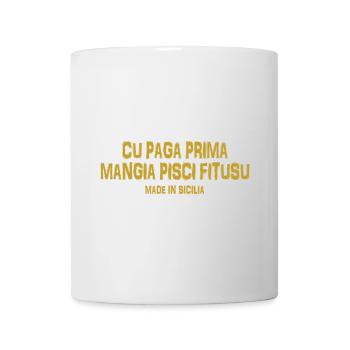 Trinacria t-shirt Sicily Sicilian proverb - Mug - white - Front
