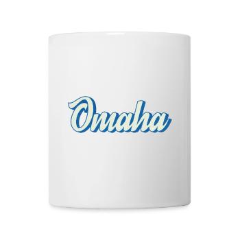Omaha Schriftzug in Retro-Blau - Tasse - Weiß - Vorne