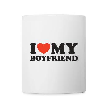 I love my boyfriend heart shirt - Mug - white - Front