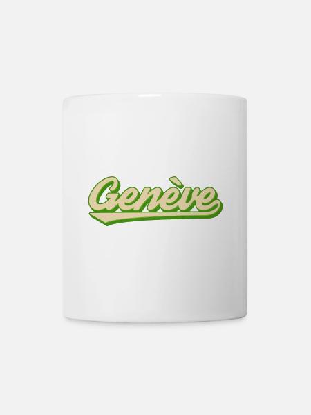 Genève Retro Script Limette - Tasse - Weiß