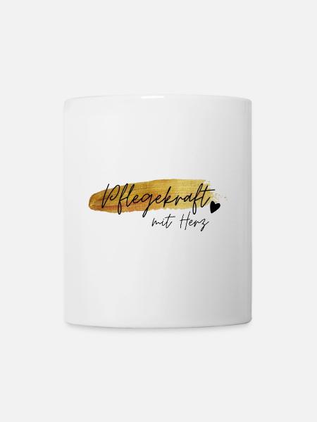 Pflegekraft mit Herz Goldschrift Geschenk Jubiläum - Tasse - Weiß