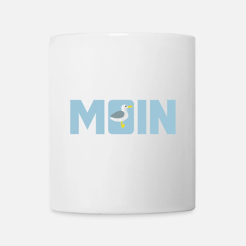 Moin Möwe Meer norddeutsch plattdeutsch Küste Fan - Tasse - Weiß