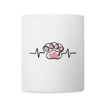 Katzenpfote und EKG Herzschlag - Tasse - Weiß - Vorne