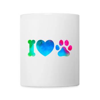Bunte Pfotenliebe Wasserfarben - Tasse - Weiß - Vorne