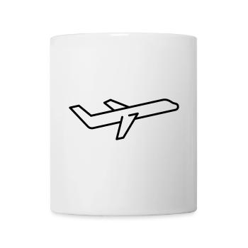 Flugzeug Symbol Umriss aufsteigend fliegend - Tasse - Weiß - Vorne